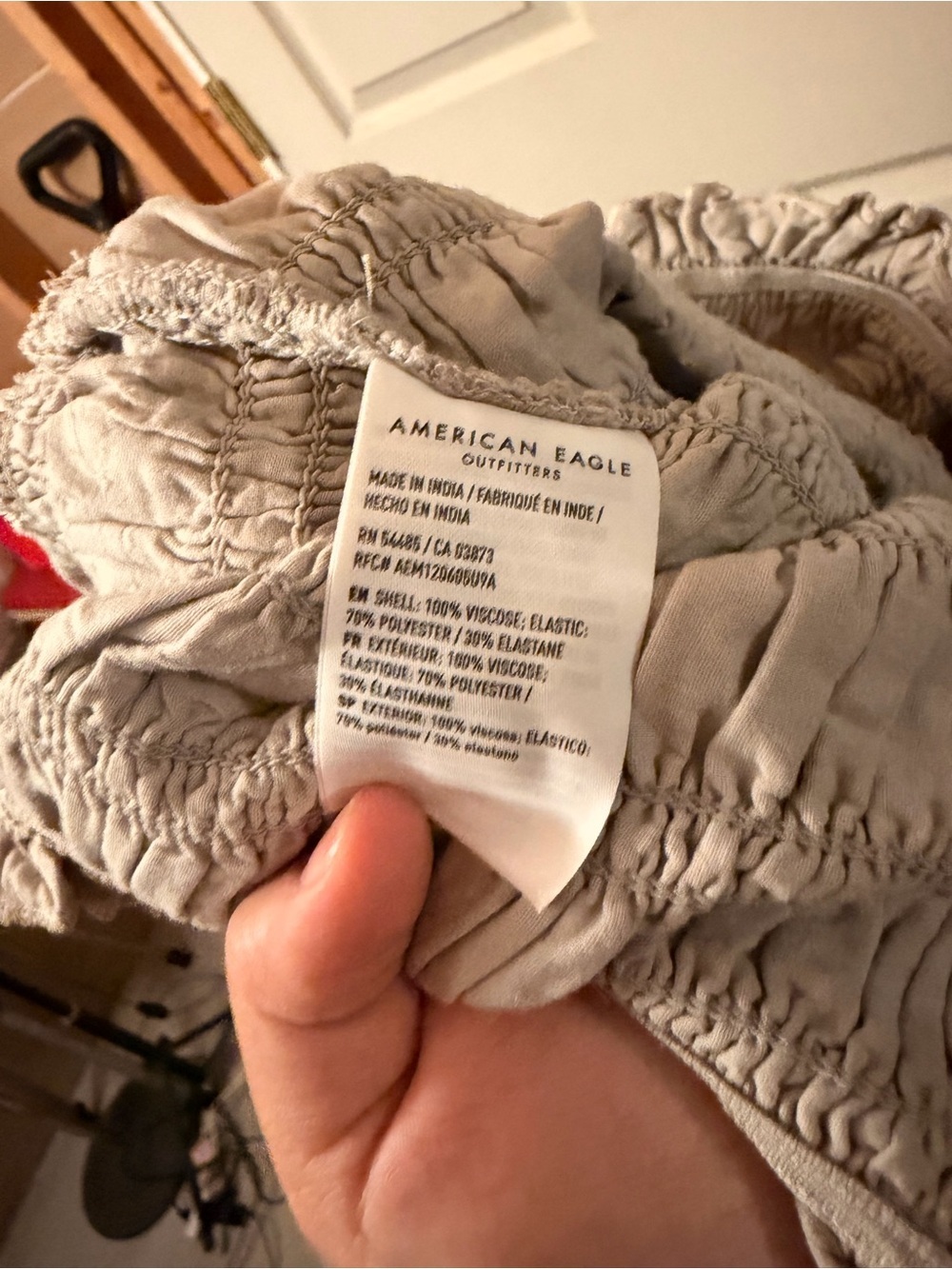 American Eagle Outfitters Light Grey Smocked Crop Top & Tiered Maxi Skirt Set - Picture 5 of 5